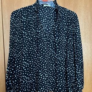 Max Studio Black Blouse with White Spot Print